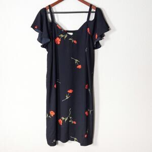 Ashley Graham Beyond Women’s Dress Cold Shoulder Black Floral Pull-On Size 1X